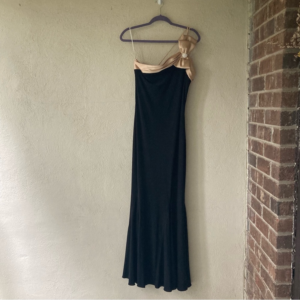 80s Vintage one shoulder bow Lenovia dress